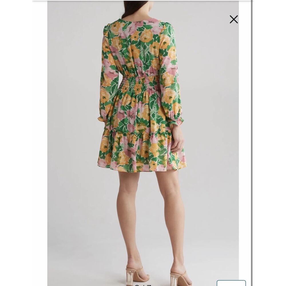 Taylor Drop Waist Green Floral Spring Dress NWT Size 14 Flutter - Picture 2 of 9